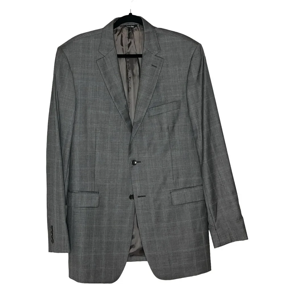 Gianni Manzoni Italy Men’s Size 42L Reda 130s Wool Gray Plaid Sport Jacket